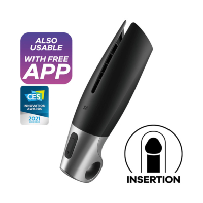 Black USB Rechargeable Vibrating Masturbator with App Control