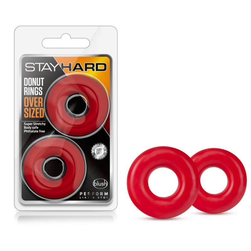 Red Large Cock Rings - Set of 2