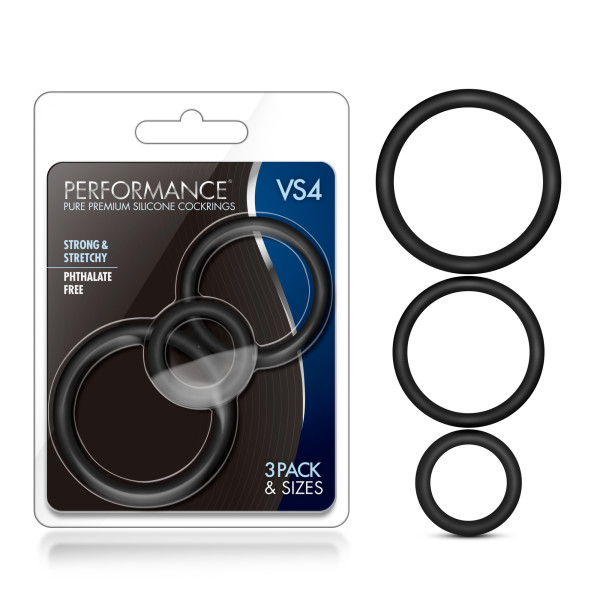 Black Cock Rings - Set of 3 Sizes