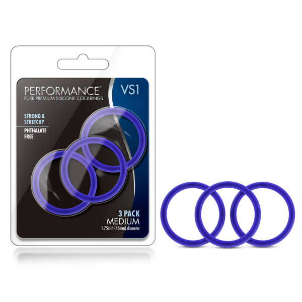 Indigo Blue Medium Cock Rings - Set of 3