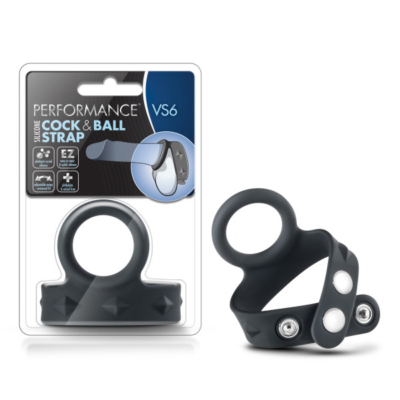 Black Cock Ring with Adjustable Ball Strap