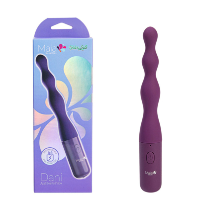 Purple 17.8 cm USB Rechargeable Beaded Vibrator