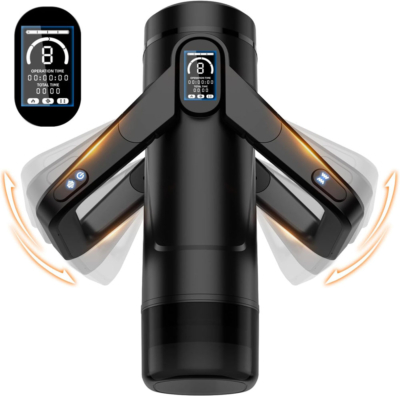 Black USB Rechargeable Thrusting & Massaging Auto Masturbator with Heater