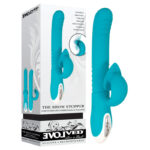 Teal 23.5 cm USB Rechargeable Thrusting Rabbit Vibrator