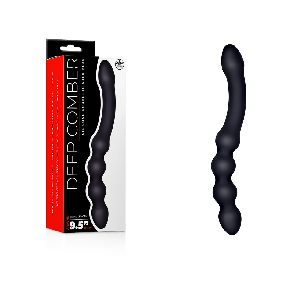 Black 24 cm Silicone Beaded Double Dildo