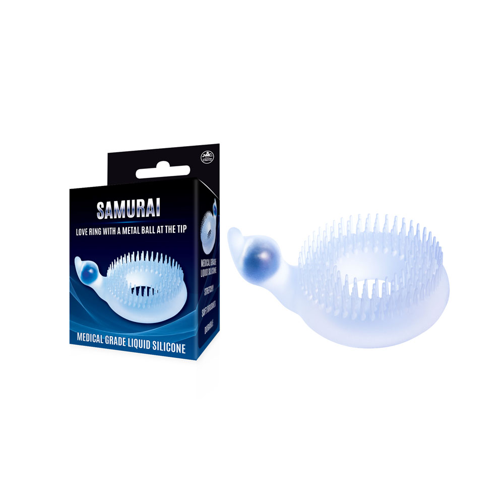 Clear Cock Ring with Metal Ball at Tip