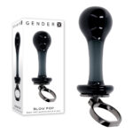 Black 12.8 cm Glass Plug with Ring Pull