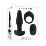 Black USB Rechargeable Rimming Butt Plug & Vibrating Cock Ring
