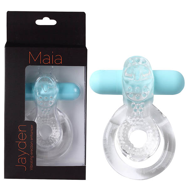 Clear/Blue USB Rechargeable Vibrating Cock & Ball Rings