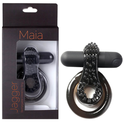 Black USB Rechargeable Vibrating Cock & Ball Ring