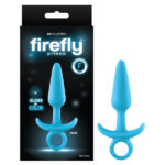 Glow-in-Dark Blue 10.9 cm Small Butt Plug with Ring Bull