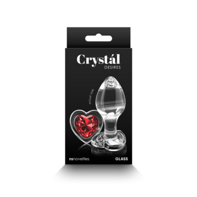 Clear Glass 8.4 cm Butt Plug with Red Heart Gem Base