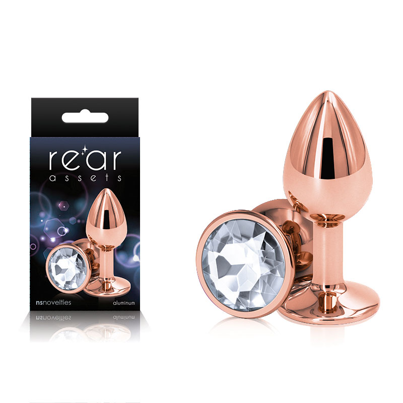 Rose Gold Small Metal Butt Plug with Clear Gem Base