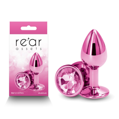 Pink 7.1 cm Small Metal Butt Plug with Pink Round Gem Base