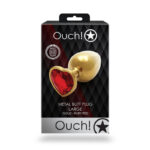 Gold 9.3 cm Large Butt Plug with Heart Gem Base