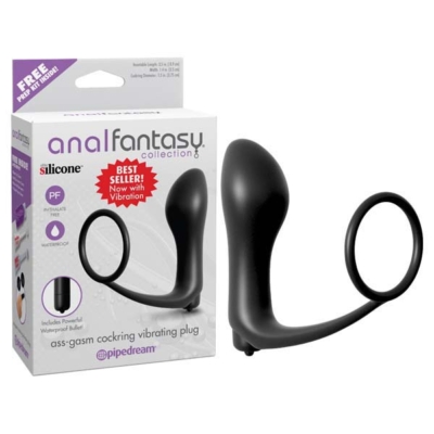 Black Vibrating Butt Plug with Cock Ring