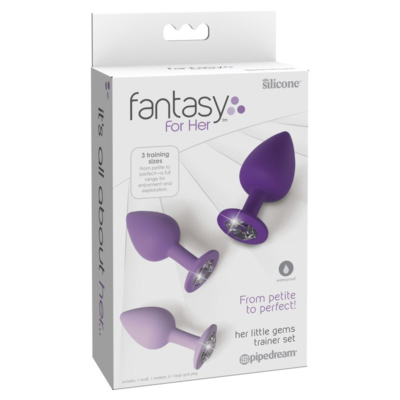 Purple Butt Plugs with Jewel Bases - Set of 3 Sizes