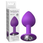 Purple 8.1 cm Butt Plug With Jewel Base