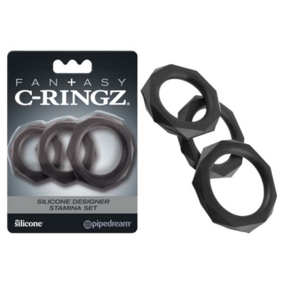 Black Cock Rings - Set of 3 Sizes