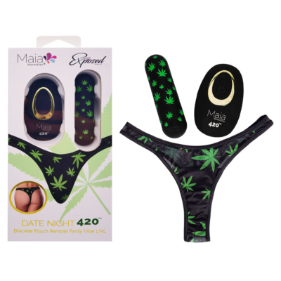 Black L/XL 420 Panty with Black USB Rechargeable Bullet & Remote