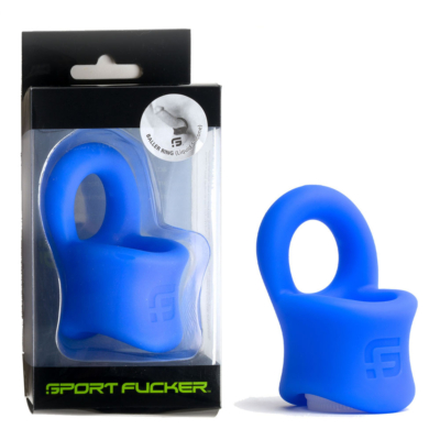 Blue Liquid Silicone Cock Ring with Ball Stretcher