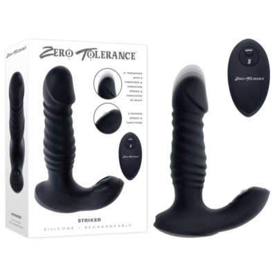 Black 16.4 cm USB Rechargeable Thrusting Anal Vibrator with Wireless Remote Control