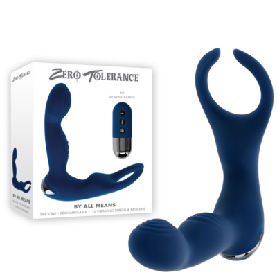 Blue 13.4 cm USB Rechargeable Prostate Massager with Cock Ring
