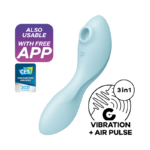 Blue USB Rechargeable Air Pulse Stimulator & Vibrator with App Control