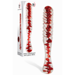 Clear/Red Glass 22 cm Dildo