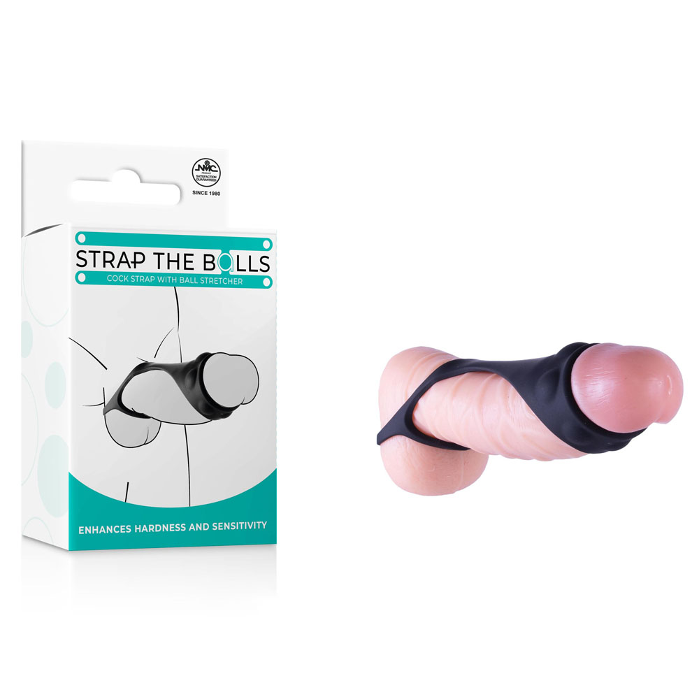 Black Cock Strap with Ball Stretcher