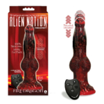 Red/Black 22.9 cm USB Rechargeable Thrusting Fantasy Dong with Remote