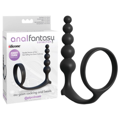 Black Cock Ring with Anal Plug