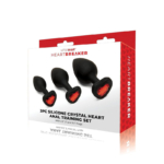 Black Butt Plugs with Heart Gem Bases - Set of 3 Sizes