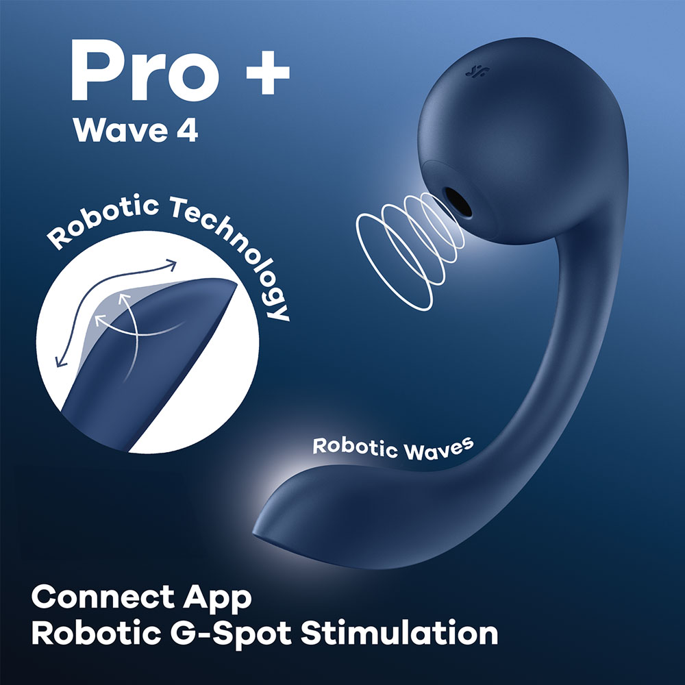 Blue USB Rechargeable Vibrator with Air Pulse Stimulation and App Control