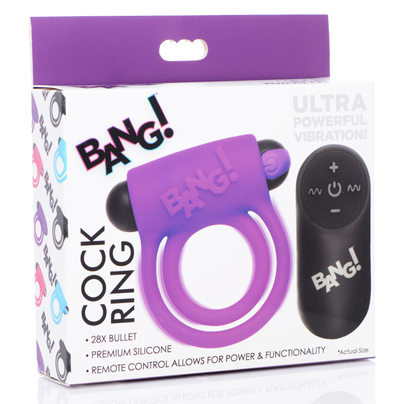 Purple USB Rechargeable Vibrating Cock Ring with Wireless Remote