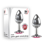 Silver Small 7.1 cm Metal Butt Plug with Pink Gem