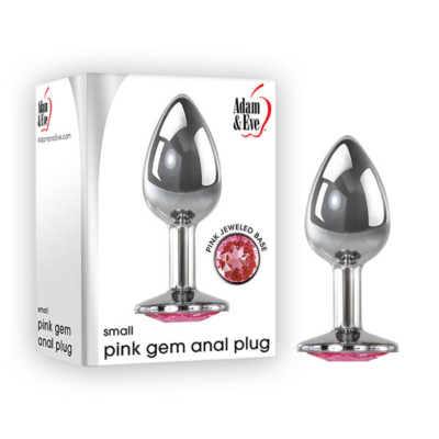 Silver Small 7.1 cm Metal Butt Plug with Pink Gem