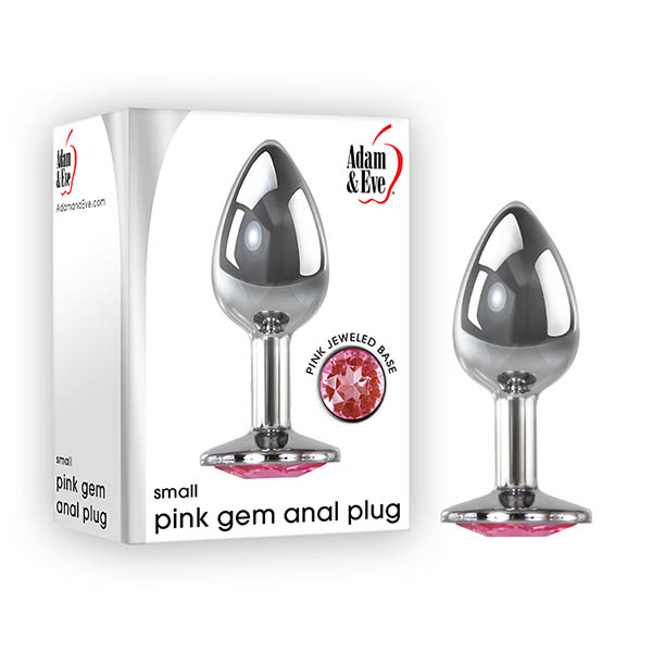 Silver Small 7.1 cm Metal Butt Plug with Pink Gem
