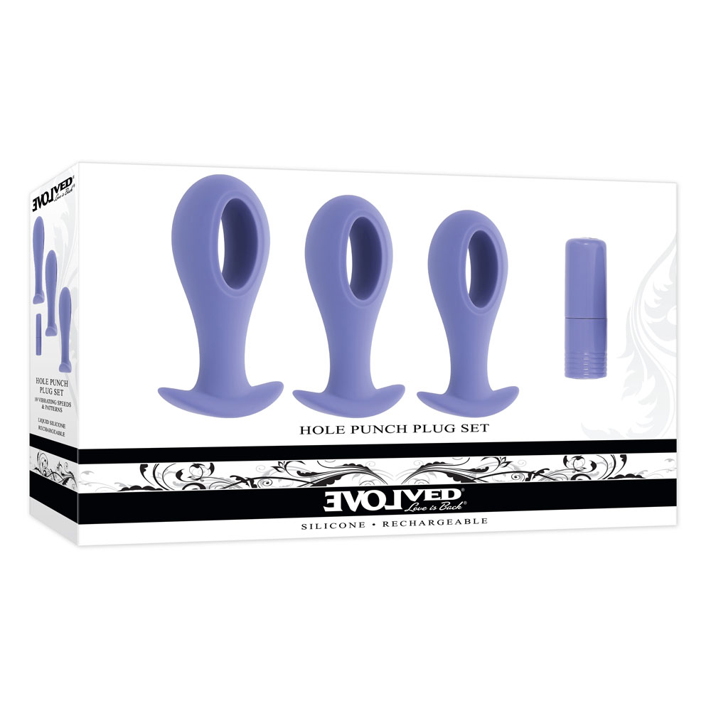 Purple Butt Plugs with Interchangeable Bullet - Set of 3 Sizes