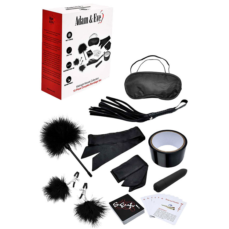 Black Couples Bondage Kit - Set of 10 Pieces