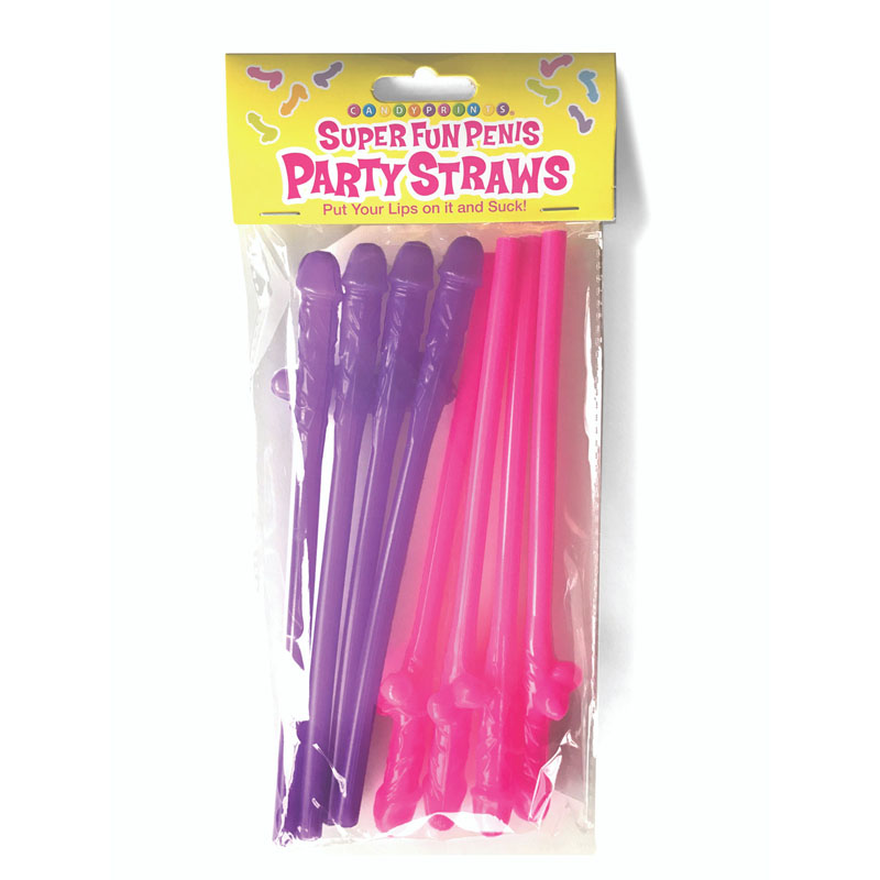 Pink/Purple Dicky Straws - Set of 8