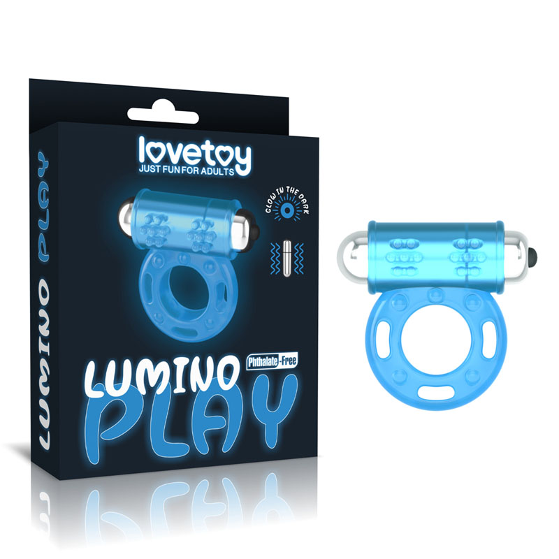 Glow in the Dark Blue Vibrating Cock Ring