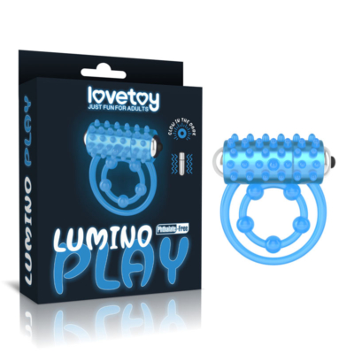 Glow in the Dark Blue Vibrating Cock Ring