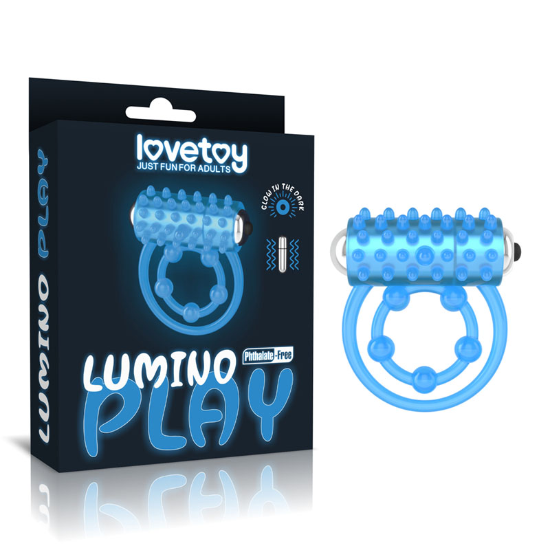 Glow in the Dark Blue Vibrating Cock Ring