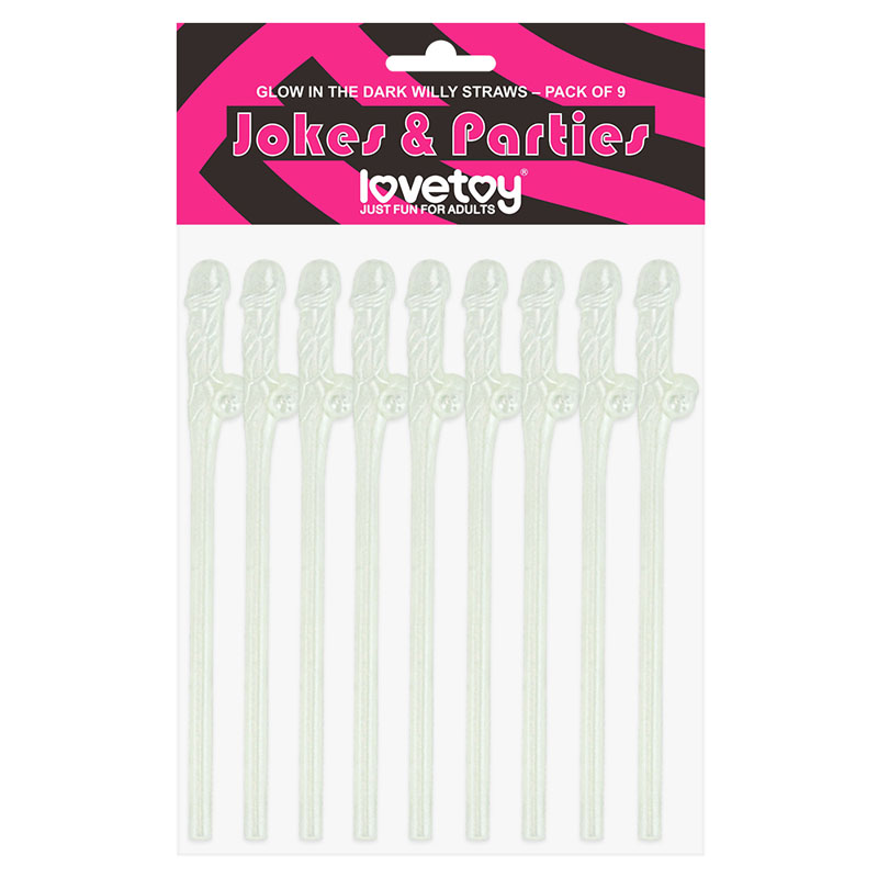 Glow in Dark Dicky Straws - Set of 9