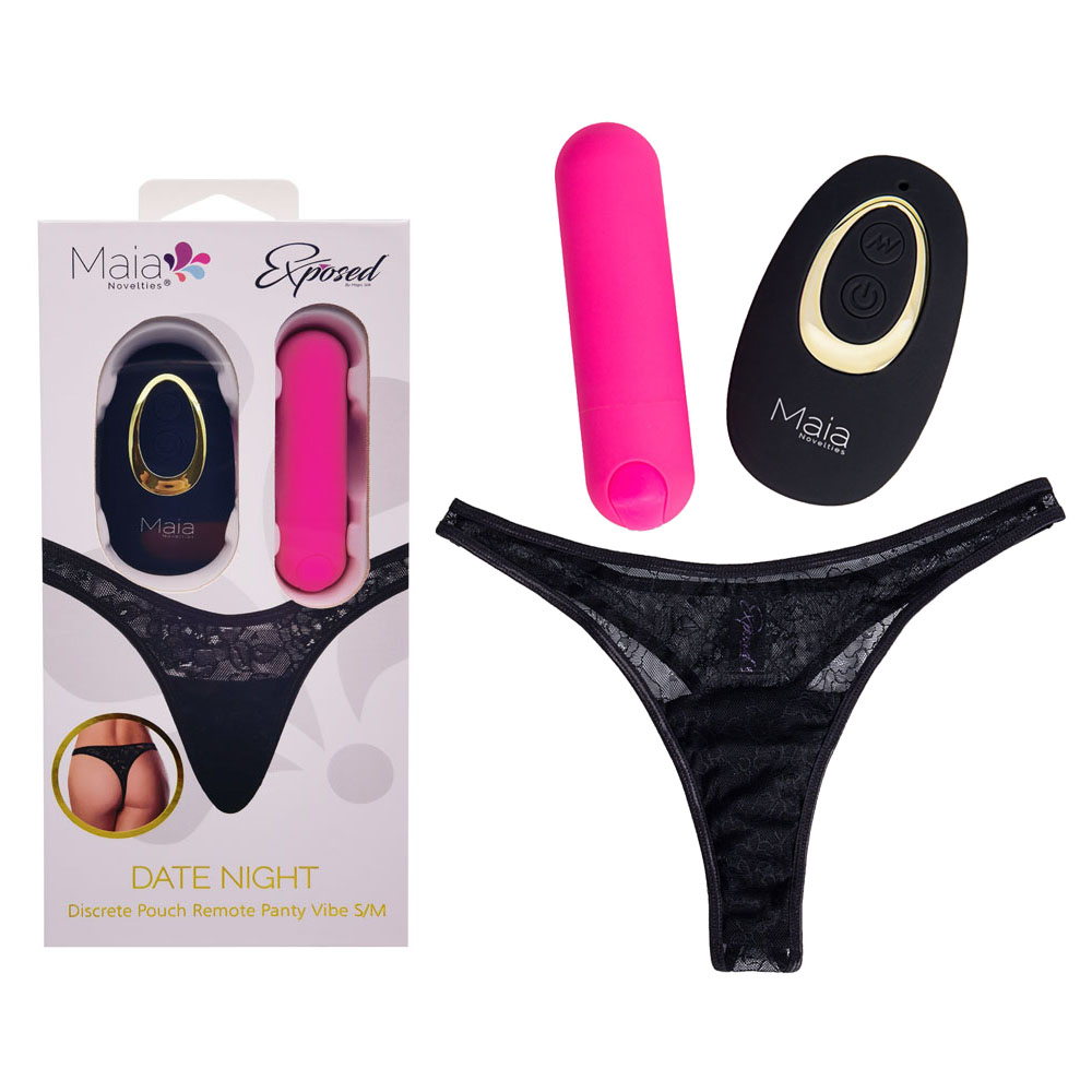Black S/M Panty with Pink USB Rechargeable Bullet & Remote