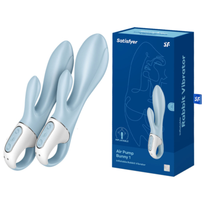 Blue USB Rechargeable Inflatable Rabbit Vibrator
