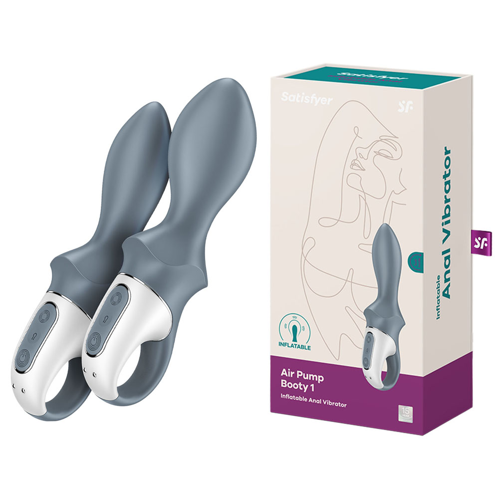Grey USB Rechargeable Inflatable Anal Vibrator