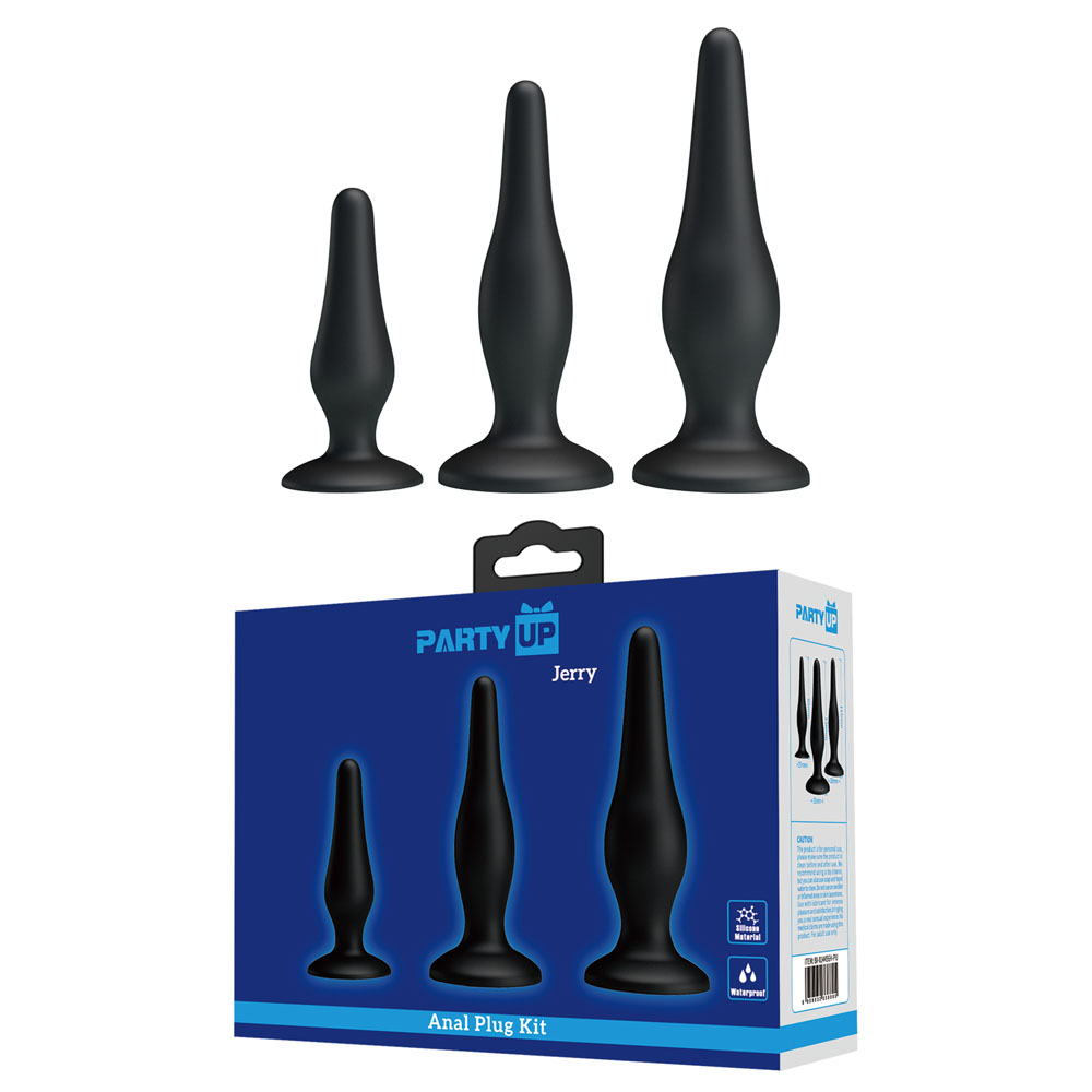 Black Butt Plugs - Set of 3 Sizes