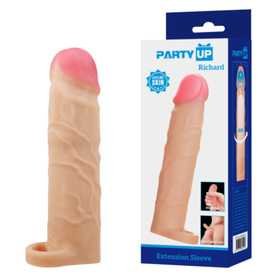 Flesh 3 Inch Penis Extender Sleeve with Ball Strap